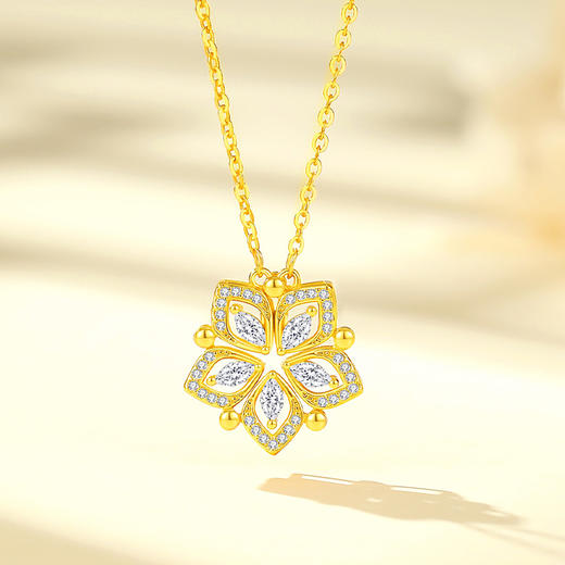 Winy S925银金色光辉花影项链送女友闺蜜节日生日礼物 商品图0