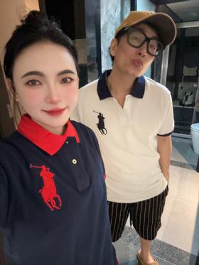 拉家大马标马球刺绣徽章透气网眼纯棉POLO衫