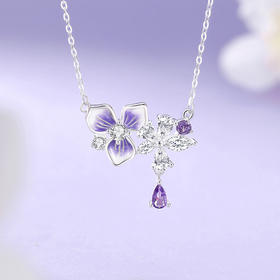 Winy S925银花韵紫藤项链配证书送女友闺蜜节日生日礼物