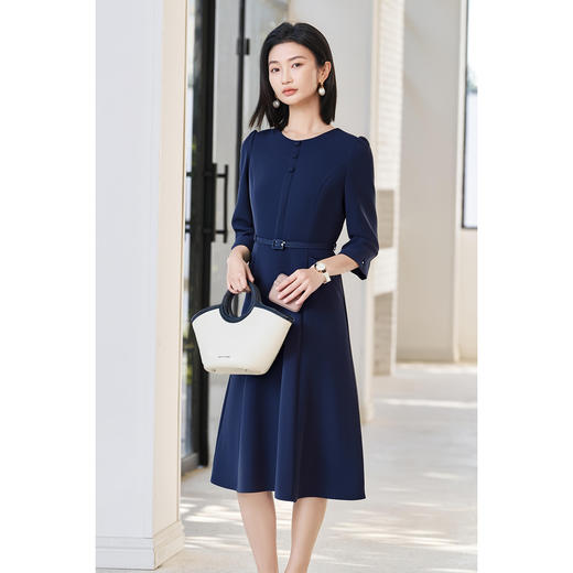 剩S/M 米思阳2026春季新款简约通勤连衣裙独特小众气质收腰a字裙女1400 商品图5