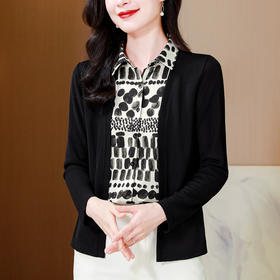 KQL 369H9801时尚假两件开衫针织小衫上衣