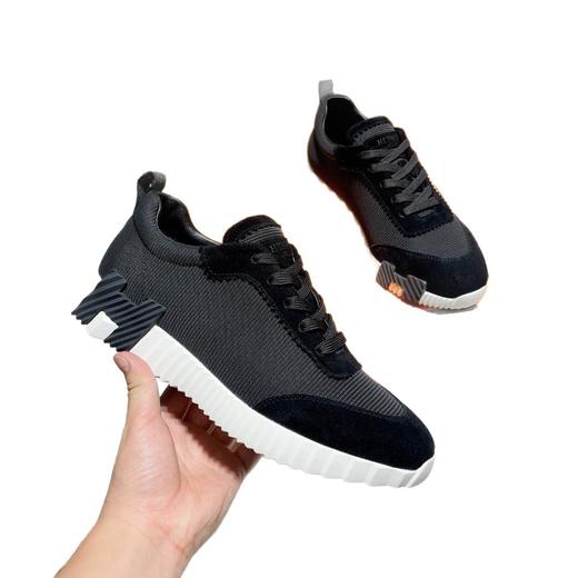 欧美新款H家休闲情侣运动鞋飞织真皮透气舒适系带拼色跑步鞋 商品图4