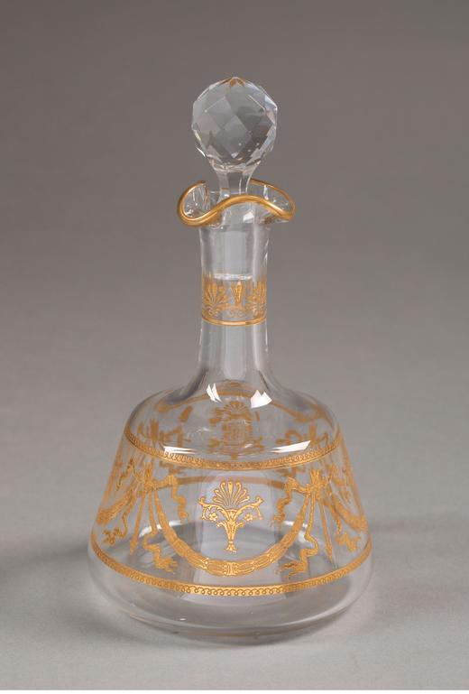 独角鹿西洋古董法国著名水晶工坊圣路易出品24K描金修饰Congress花纹款精雕水晶酒具套件 商品图3