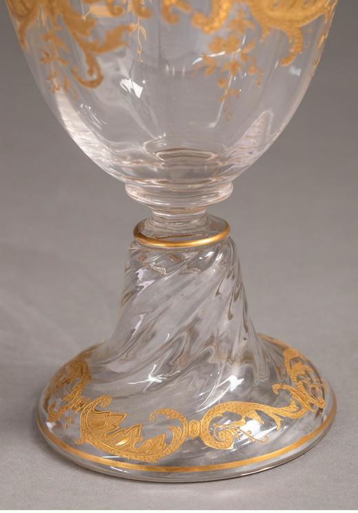 独角鹿西洋古董 法国著名水晶工坊圣路易出品24K描金修饰Micado花纹款精雕水晶酒具套件 商品图5