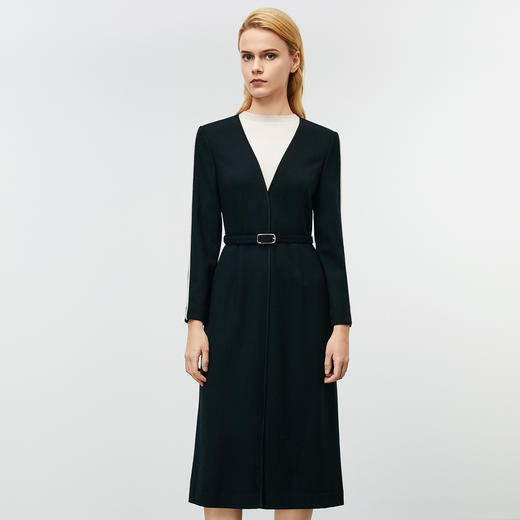 EITIE爱特爱冬新款精致高级感收腰显瘦通勤毛呢连衣裙8007703 商品图3