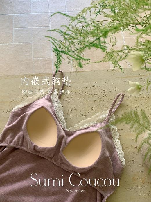 老钱风松弛感！秋冬新款棉睡衣套装双面绒可外穿家居服三件套 吊带+长裤+长袖外套睡衣套装（无丝带配饰） 商品图3