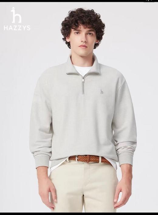 毒家，Hazzys哈吉斯2025春夏新品男休闲半拉链卫衣长袖T恤  HA半拉链 商品图6