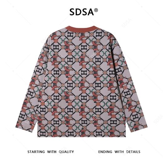 T4815SDSA男士秋冬新款痞帅男装潮牌满印字母花卉圆领长袖T恤时尚宽松 商品图5