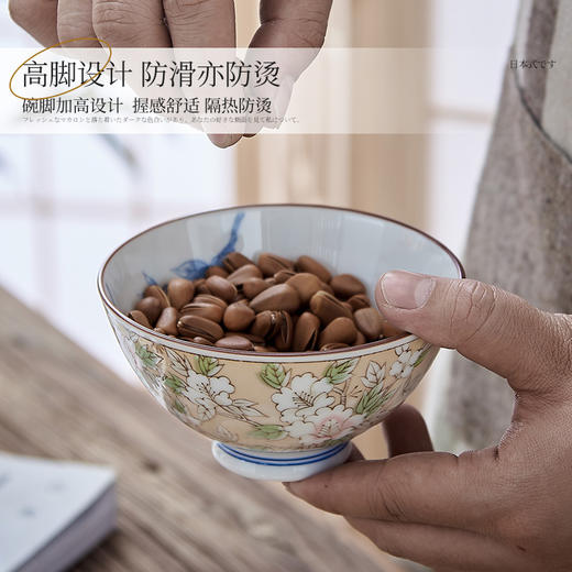 日本制造美浓烧山茶花饭碗 商品图3