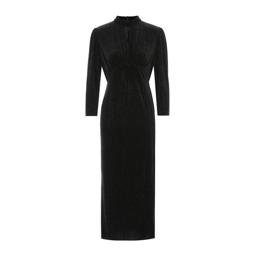 EITIE爱特爱水滴立领黑色修身显瘦礼服连衣裙冬季新款8077703 商品图5