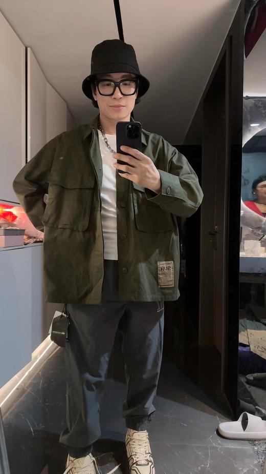 春秋季男装长袖衬衫工装排扣上衣（波哥穿S码） 商品图6