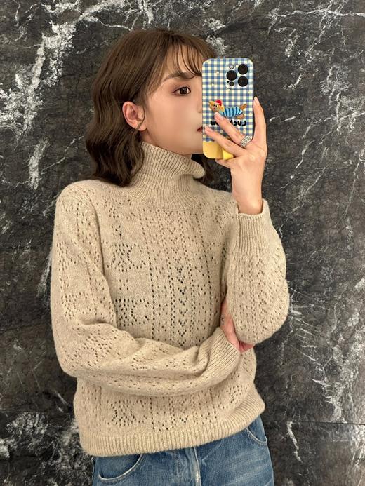 TY406-CELINE赛琳 SS24 纯色高领套头罗纹长袖毛衣 女款 米白色  (PG*MM) 9.10直播款 商品图4