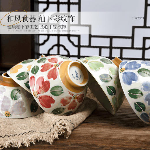 日本制造五彩花卉饭碗 商品图1