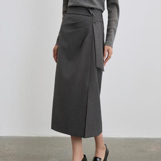 「自」全新升级【铂金会员183/天猫249/差价66】(64058)洛诗琳气质开叉半身裙2025秋季新款设计感中长款西装直筒裙 商品图0