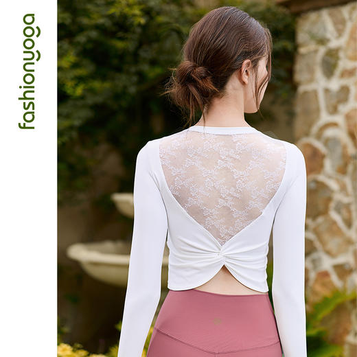 凡圣瑜伽蕾丝拼接美背长袖FC15354 商品图12