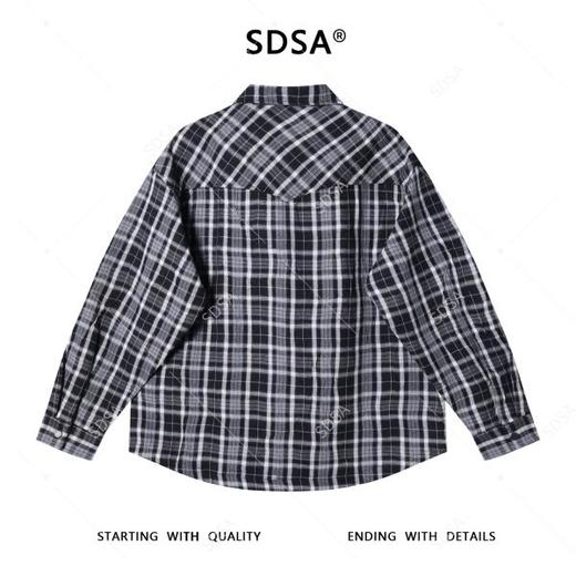 C53063SDSA男士秋冬新款痞帅男装潮牌撞色格纹格子长袖衬衫宽松潮流衬衣 商品图5