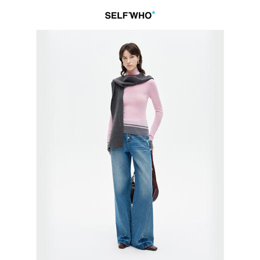 SELFWHO100%美利奴羊毛连帽围巾女2025冬新款柔软保暖高级感围脖 商品图3