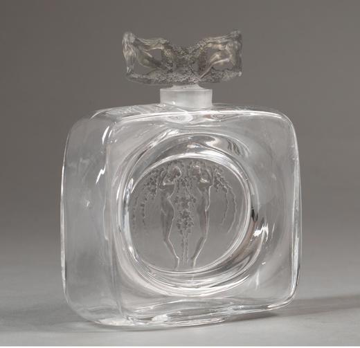 独角鹿西洋古董 法国顶级水晶工坊莱俪LALIQUE设计出品「Deux Figurines Bouchon Figurines」款水晶香水瓶 商品图1