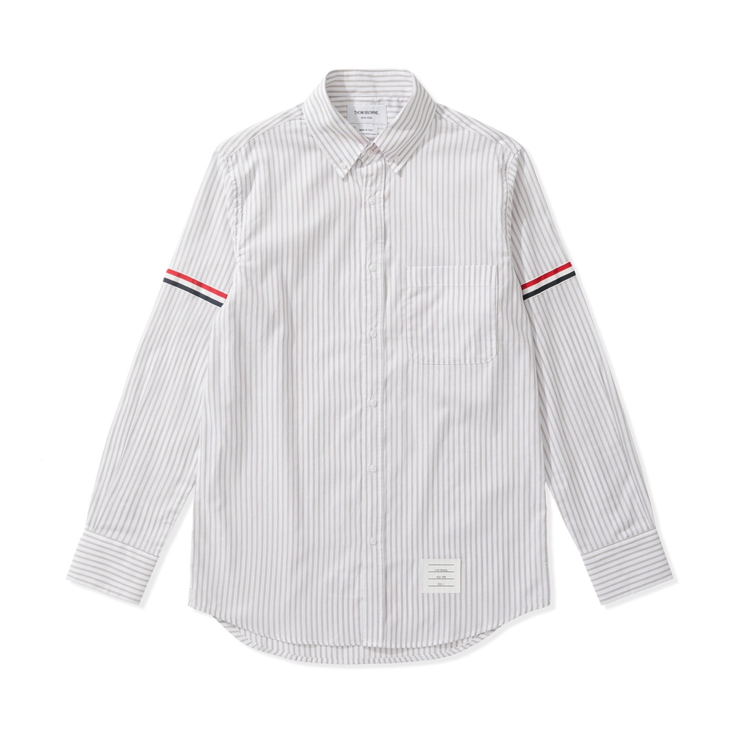 中性款纯棉条纹长袖衬衫022