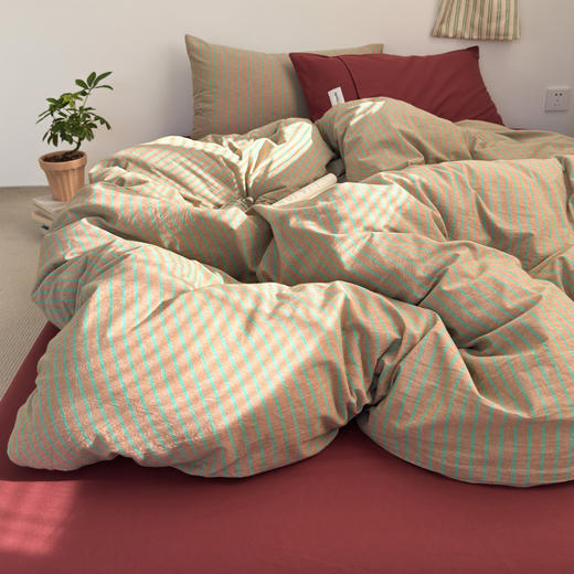 【水洗棉混搭条纹四件套】条纹套件良品全棉水洗棉混搭纯棉床品件套民宿酒店4件套 商品图6