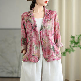 GYH 1292休闲时尚气质宽松复古花西装外套