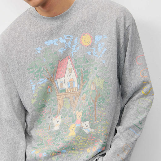 潮牌CC系列手绘涂鸦竹节棉长袖T恤男童趣宽松 舒适CC58TL01 商品图2