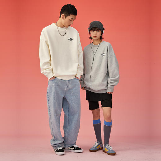 NPC潮牌CC系列蓝天白云小象印花圆领卫衣宽松保暖潮流CC3BST18 商品图1