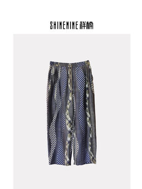 S432832532小众拼接格纹休闲裤