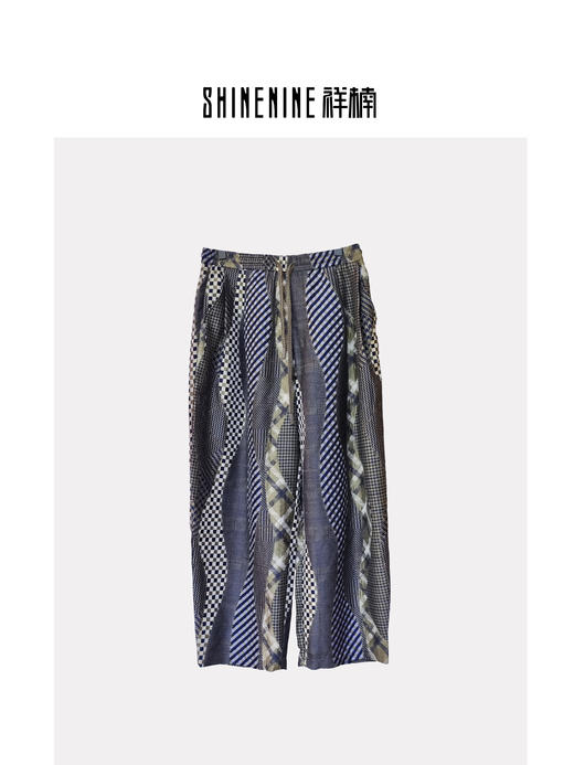 S432832532小众拼接格纹休闲裤 商品图0