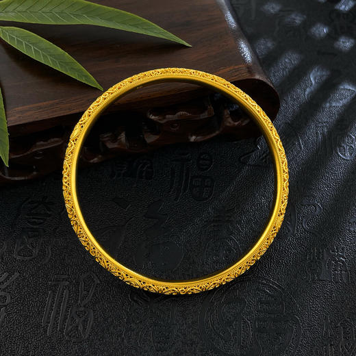 【限时克减150元】足金999.9 古法镂空固口手镯福寿安康手镯（面宽约4.3-4.8mm）(ANWGFSZ01102)预售产品下单后不退款不退货不换货不补差价 商品图3