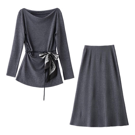 HR SNX3187气质减龄凸显女人味腰部显瘦两件套裙 商品图4