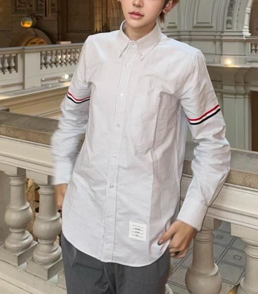 中性款纯棉条纹长袖衬衫022 商品图3