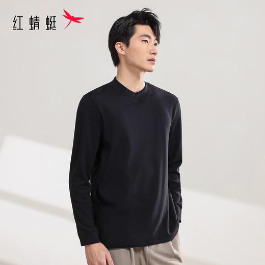 心选丨红蜻蜓圆领长袖T恤男款秋季2025新款半高领纯色上衣 商品图4