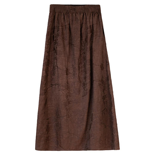 牧衣游原创 提花丝麻炒色半身裙秋新款宽松古朴文艺百搭半裙 和凤 商品图4