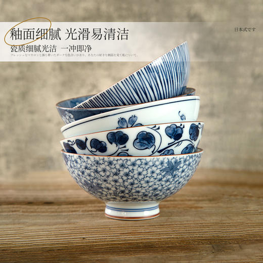 日本制造美浓烧描蓝饭碗 商品图4