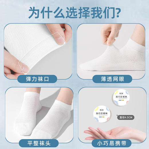 超值十双【免洗体验！日日换新】独立包装，易携带，出差旅行一次性压缩袜子中筒男女同款便携旅行外出免洗袜吸汗透气。rb 商品图3
