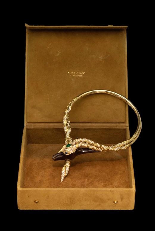 独角鹿西洋古董法国顶级珠宝品牌尚美Chaumet出品骏马造型18K黄金装饰青铜镶嵌钻石祖母绿及蓝宝石古董项链 带原盒 商品图2