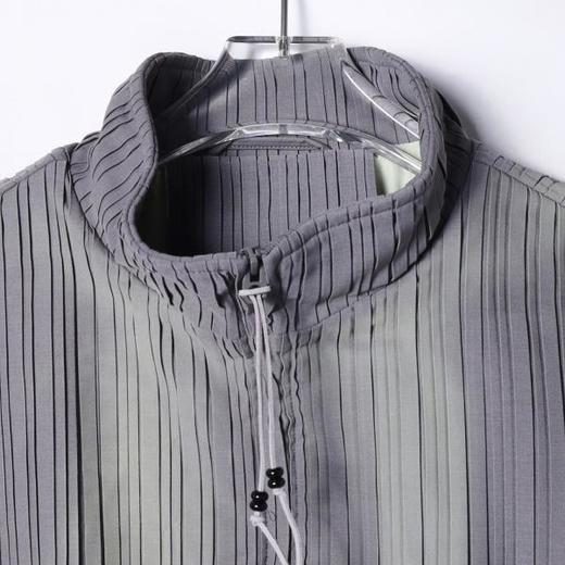 37939SDSA男士秋冬新款痞帅男装立领拉链夹克时尚条纹痞帅压皱外套上衣 商品图2