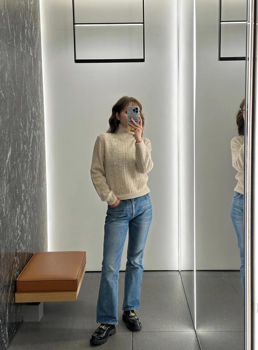 TY406-CELINE赛琳 SS24 纯色高领套头罗纹长袖毛衣 女款 米白色  (PG*MM) 9.10直播款 商品图3