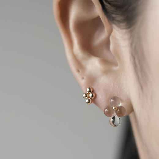 北京仓｜BUBUN-organ #12-四颗 菱形 冷工玻璃 耳环（小号）［日本设计师］ 商品图2