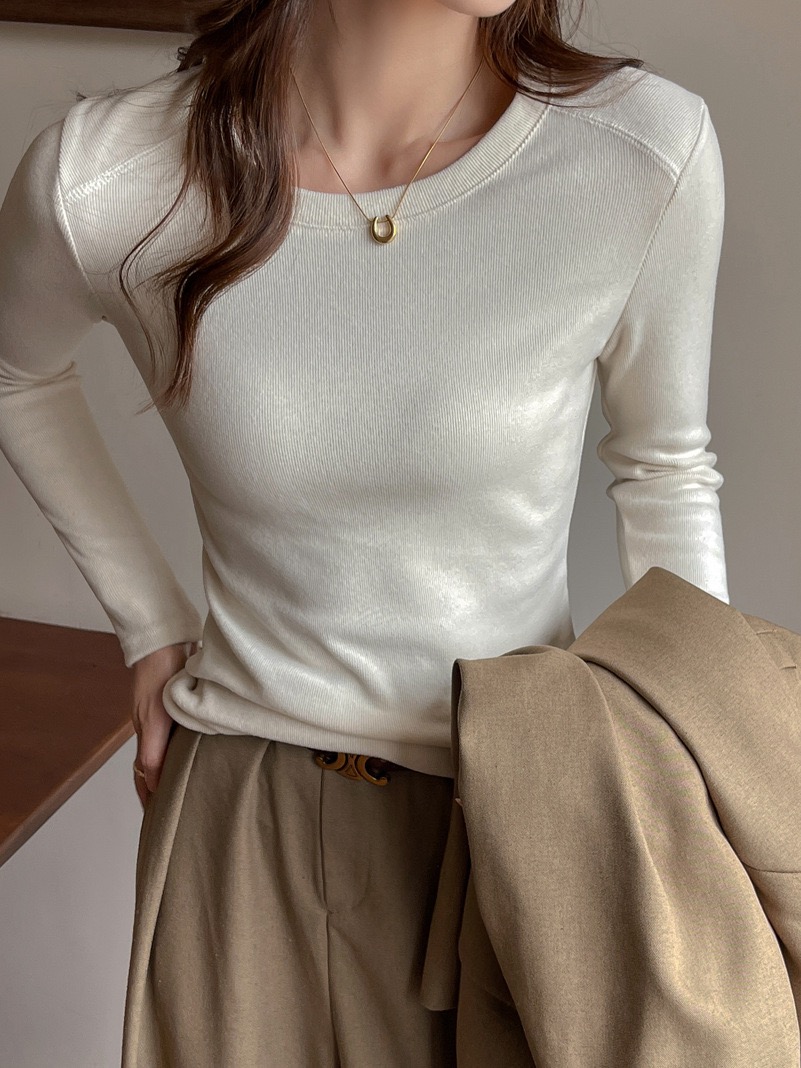 高级感百搭圆领加厚磨毛长袖内搭秋冬季修身打底衫女