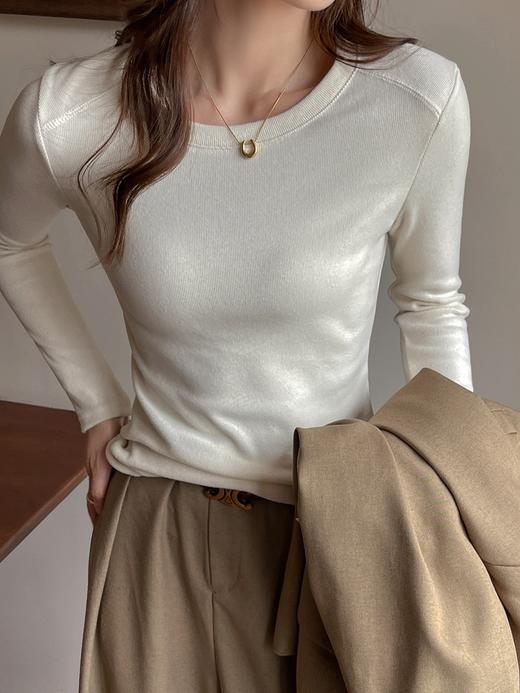 高级感百搭圆领加厚磨毛长袖内搭秋冬季修身打底衫女 商品图0