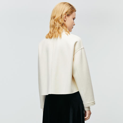 EITIE爱特爱冬季新款时尚复古新中式盘扣V领显瘦纯色毛呢大衣外套8014731 商品图4