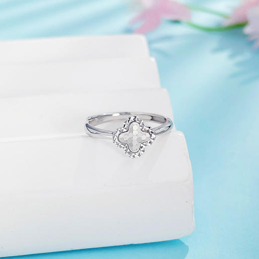 【限时8.8折】PT950 #CNC 【国际铂金协会】铂金半空非一体小幸运鱼鳞四叶草女戒(ACPTJZ00023))预售产品下单后不退款不退货不换货不补差价 商品图1