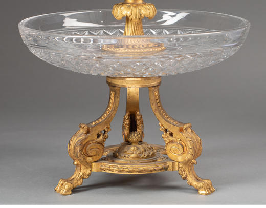 独角鹿西洋古董法国出品松果卷叶主题铜鎏金精雕装饰马蹄莲造型菱格纹水晶古董花瓶摆件 商品图4