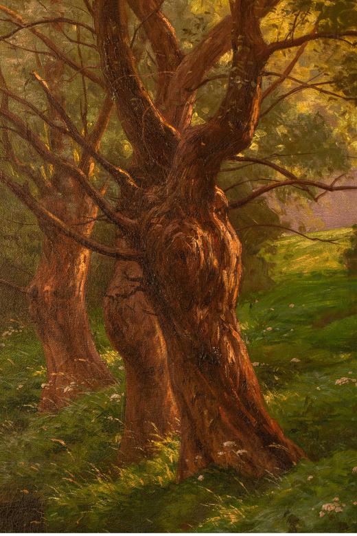 独角鹿西洋古董法国画家René Charles Edmond His签名创作河畔风景主题布面古董油画 商品图4