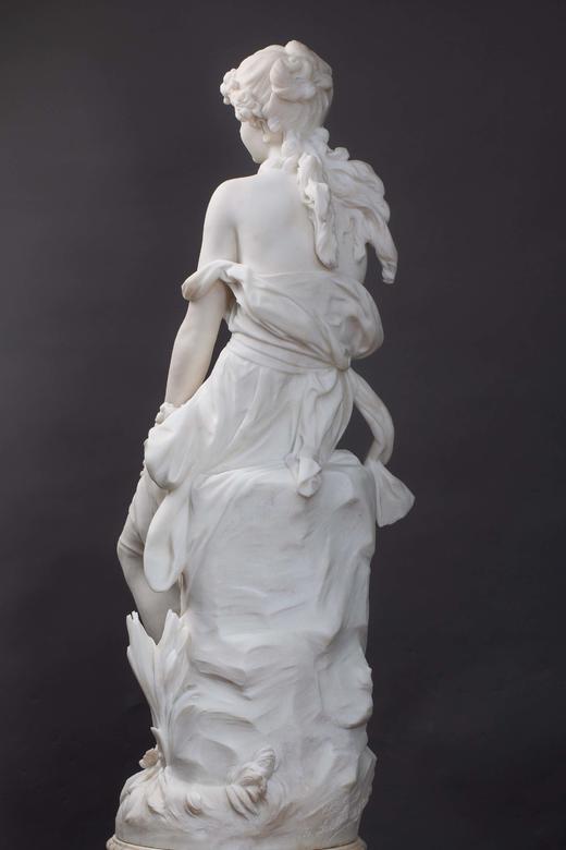 【已售】独角鹿西洋古董法国雕塑家Hippolyte Moreau签名创作女性人物主题卡拉拉大理石雕塑作品《梦》 商品图2