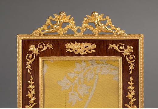 独角鹿西洋古董法国出品路易十六风格天使繁花主题铜鎏金精雕装饰天然木纹方形古董相框 商品图4