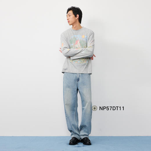 潮牌CC系列手绘涂鸦竹节棉长袖T恤男童趣宽松 舒适CC58TL01 商品图1