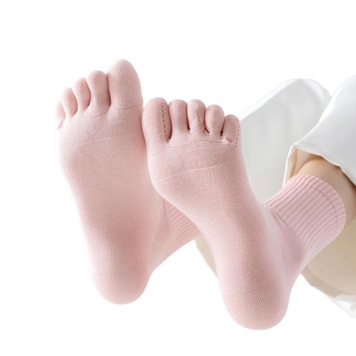 三双 93%棉 女士四季款五指袜 混色3双-黑/白/浅粉   A-5352 商品图5